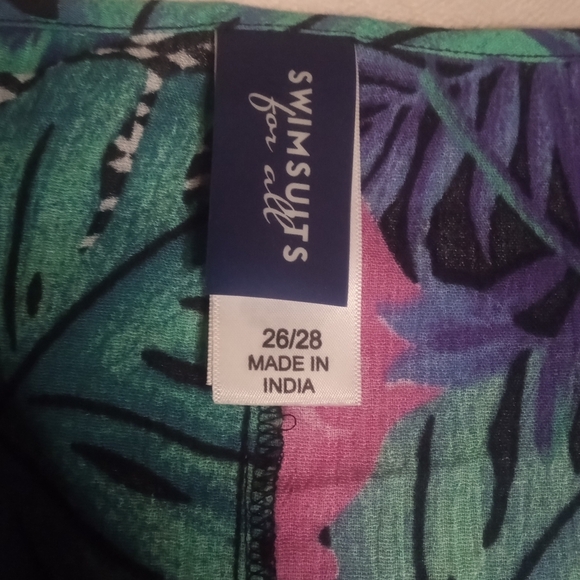 Swimsuits For All Jewelled Neckline Botanical Print Cotton Caftan Cover Up 26/28 - Picture 8 of 9